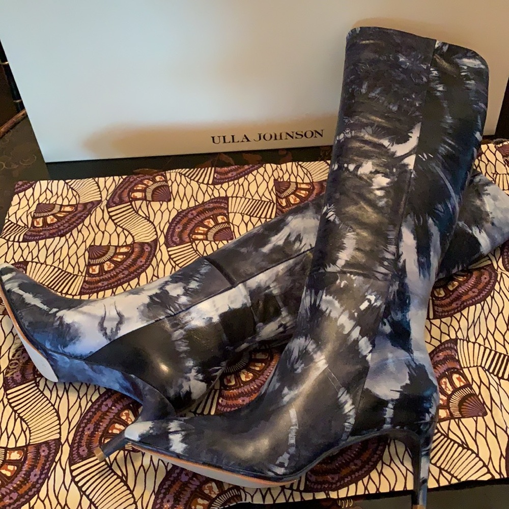 ULLA JOHNSON LAMB LEATHER TIE DYE DEVERA BOOT IN INDIGO SIZE EU 8.5 - Picture 6 of 9